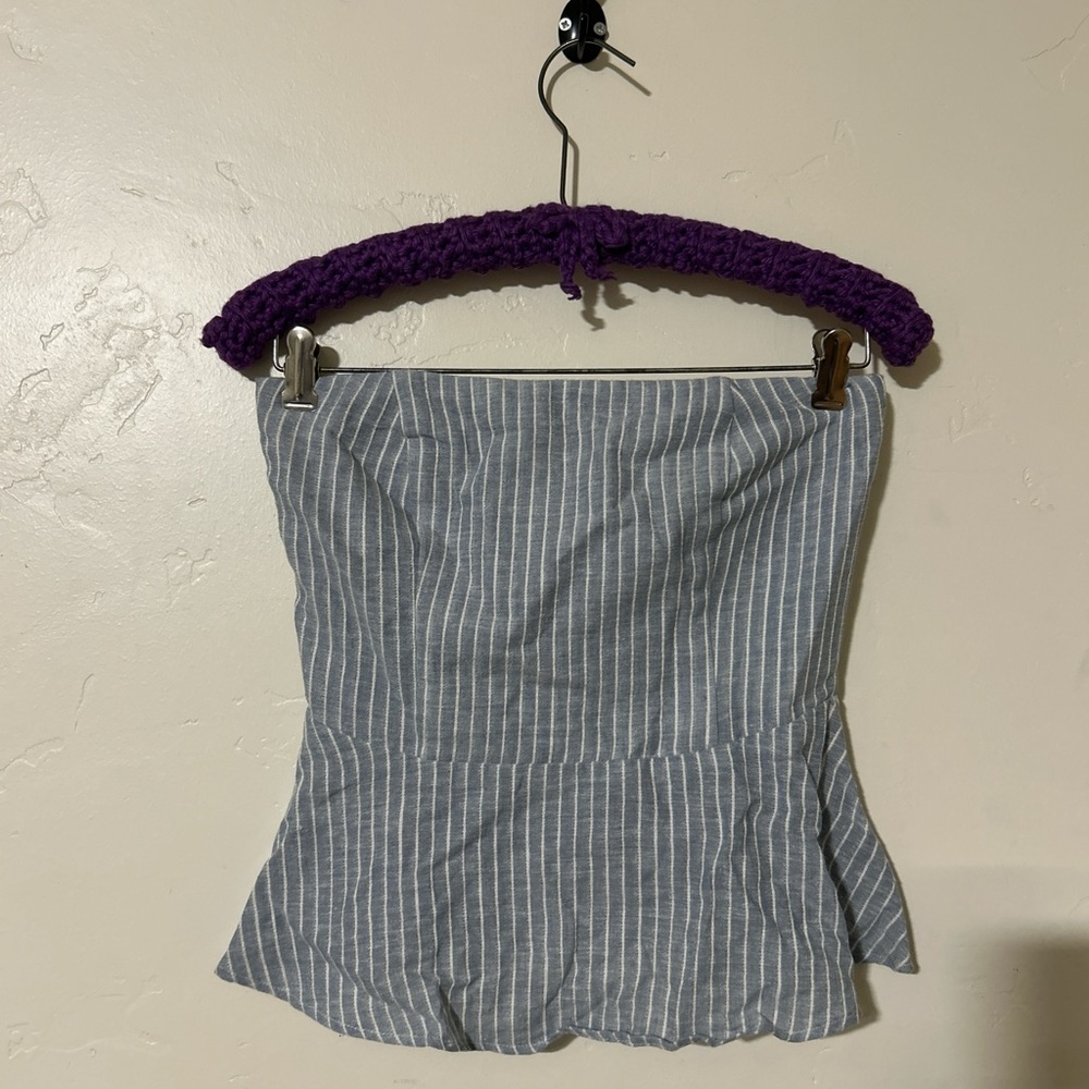 Lavender Brown Striped Blue and White Crop Top